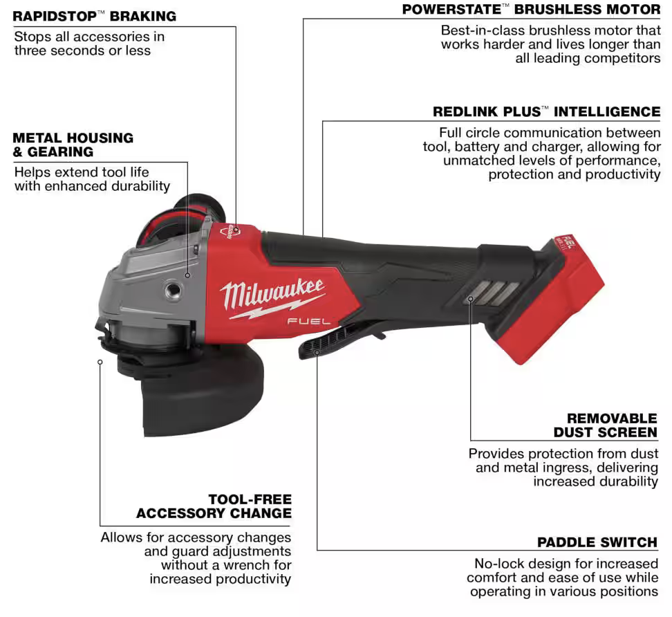 Milwaukee M18 FUEL 4-1/2" / 5” Angle Grinder – Solo herramienta