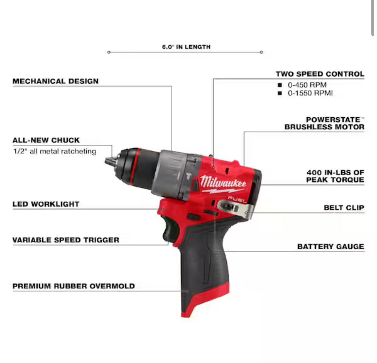 Milwaukee M18 FUEL 1/2” Hammer Drill – Solo herramienta