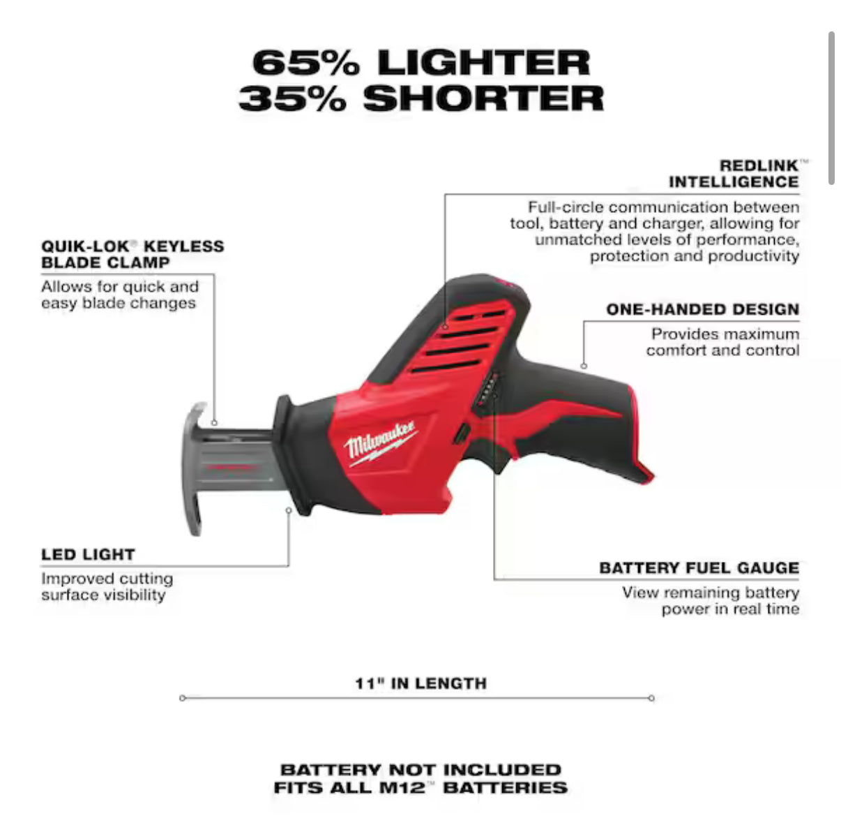 Milwaukee M12 HACKZALL Reciprocating Saw – Solo herramienta