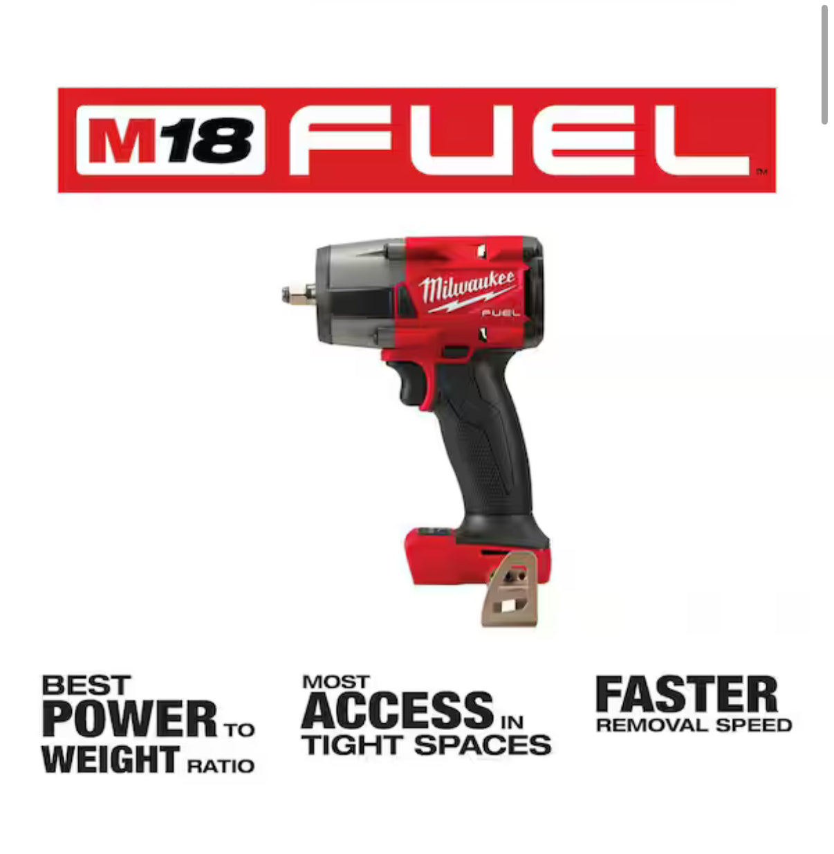 Milwaukee M18 FUEL 3/8” Mid-Torque Impact Wrench – Solo herramienta