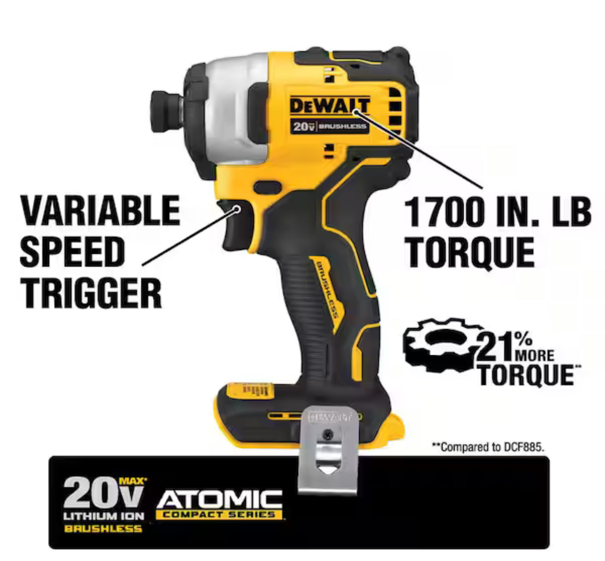 DEWALT 20V MAX Compact Brushless Impact Driver – Solo herramienta