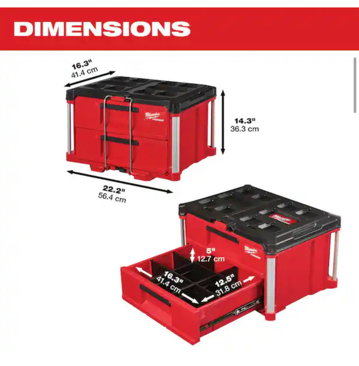Milwaukee PACKOUT – Set de 2 Cajones Organizadoras NUEVAS