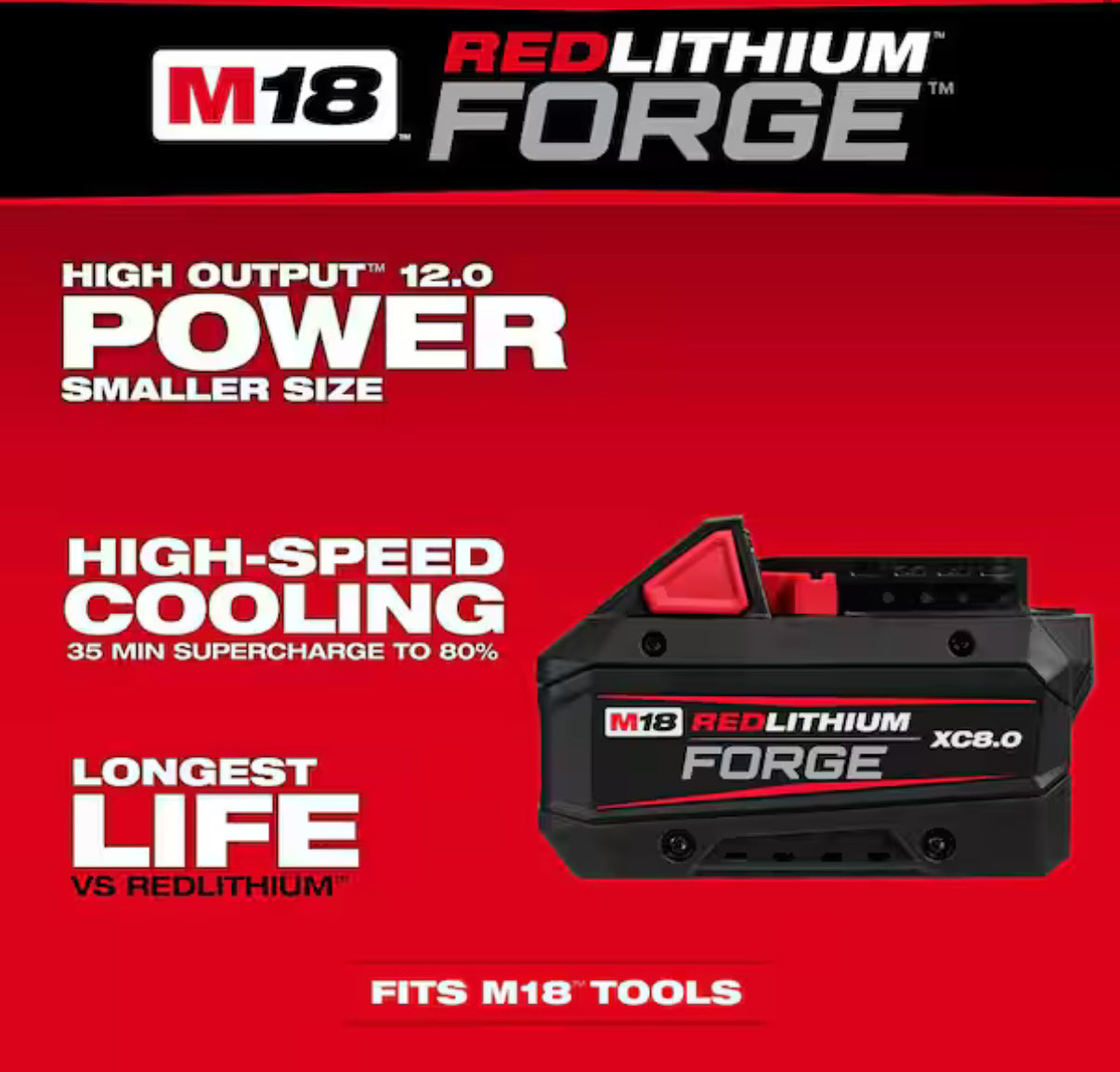 Batería Milwaukee M18 REDLITHIUM FORGE XC8.0 – NUEVA
