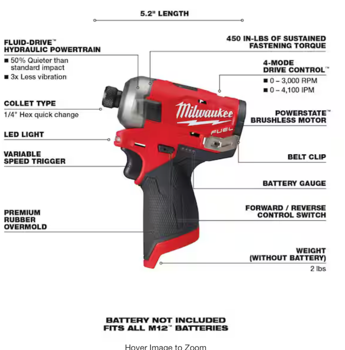 Milwaukee M12 FUEL Impact Driver – Solo herramienta
