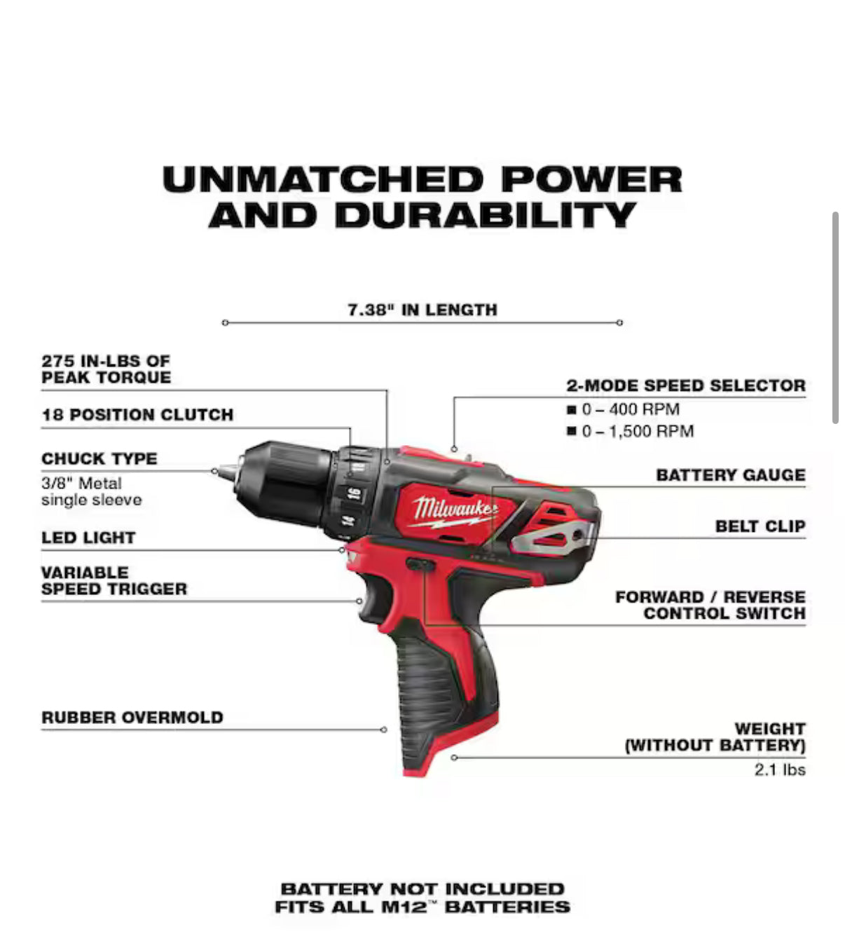Milwaukee M12 3/8” Drill Driver – Solo herramienta