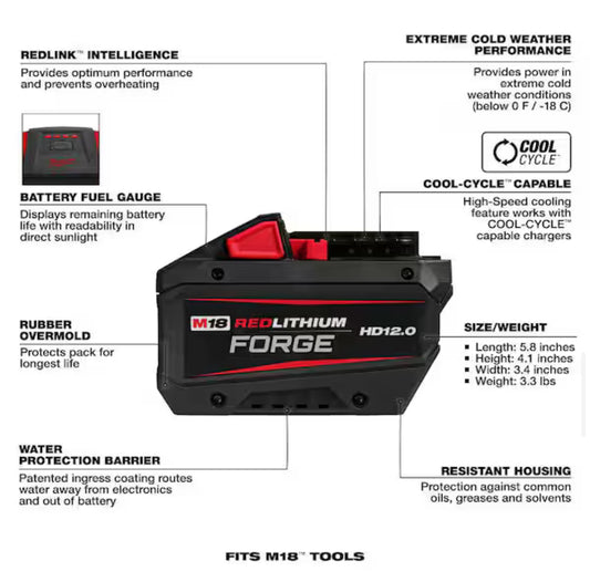 Batería Milwaukee M18 REDLITHIUM FORGE HD12.0